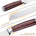 Yuming Factory Professional knife high carbon steel 10 inch bread knife with Pakka Wood handle kitchen knife